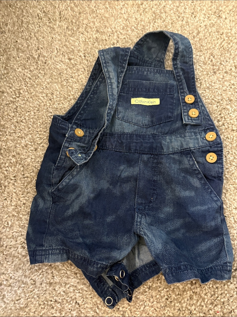 Calvin Klein Denim Short Overalls – Size 0-3 Months